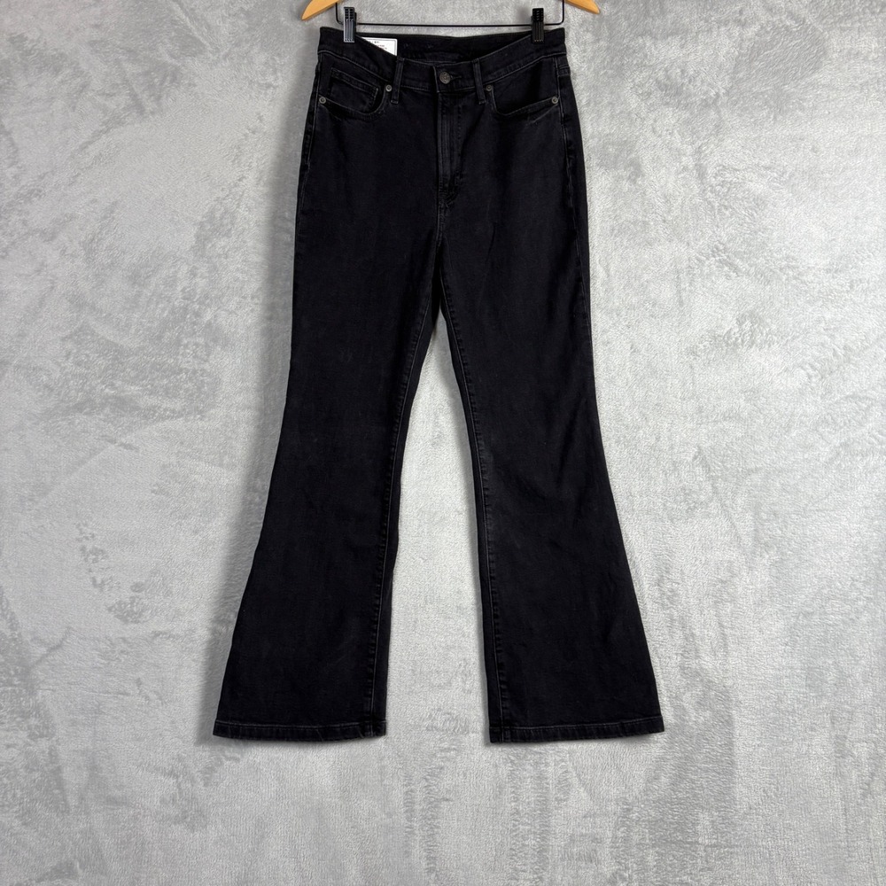 Gap 70s Flare High‎ Rise Jeans Womens 29/8 Faded Black Stretch Denim Bohemian